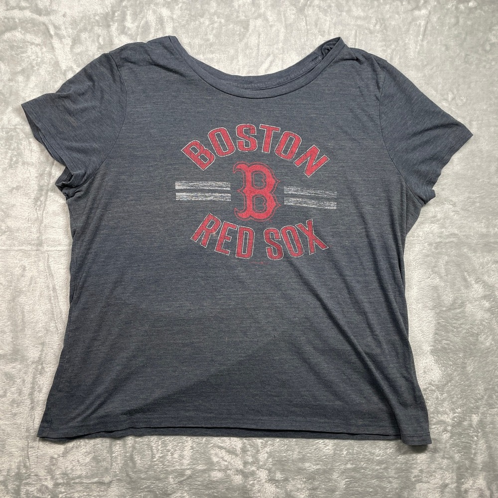 Womens Boston Red Sox Graphic‎ T Shirt Gray Short Sleeve 5th & Ocean XXL
